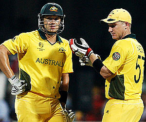 Shane Watson and Brad Haddin almost finished the match on their own, opening for the champions. (Photo: Getty Images)