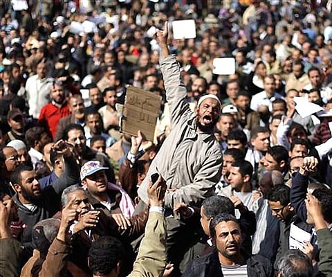 Mass protest against Mubarak