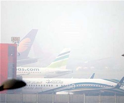 Aircrafts are parked at the Indira Gandhi International airport in New Delhi. AP