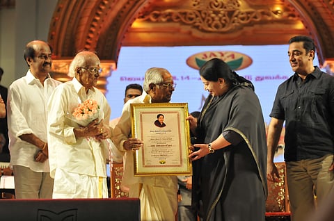 CM confers Thirai Isai Chakravarthy on MSV