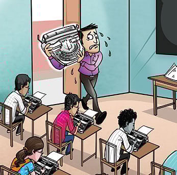 Lug a typewriter to Railway exam centre