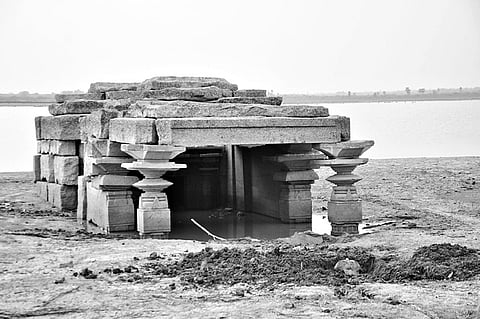 Centuries-old temple rises from depleting reservoir