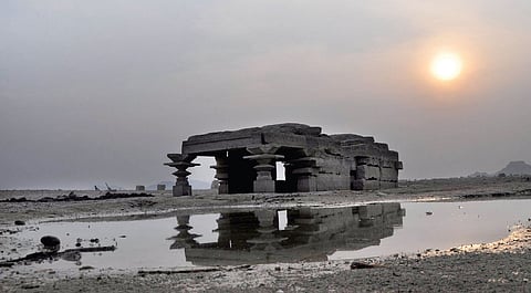 Centuries-old temple rises from depleting reservoir