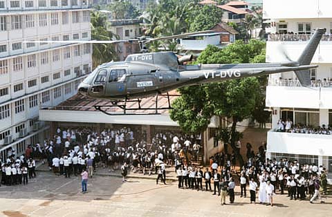 Schoolchildren Get a Taste of Helicopter Ride