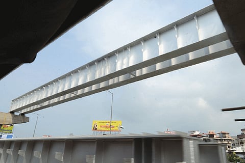 Girder Placed Over RoB Pier Caps