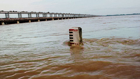  The Mahanadi river flows over the danger mark in Cuttack on Thursday | PTI