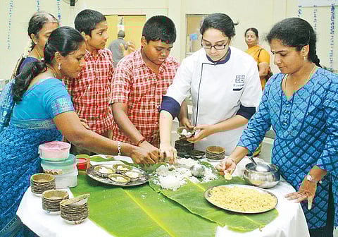 Kids at Vidya Sagar Learn how to Cook Gluten Free Puttu