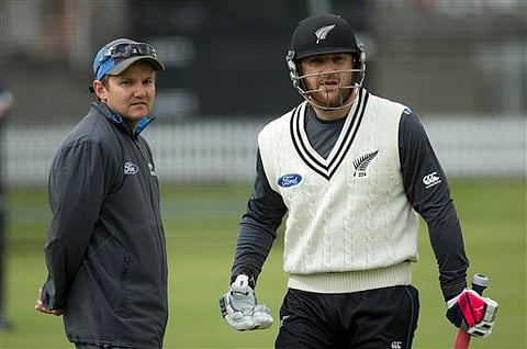 New Zealand crickets head coach Mike Hesson, left and his captain Brendon McCullum. |File Photo: AP