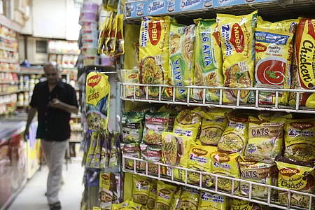 Packets of Nestle's Maggi instant noodles are seen on display at a grocery store | REUTERS