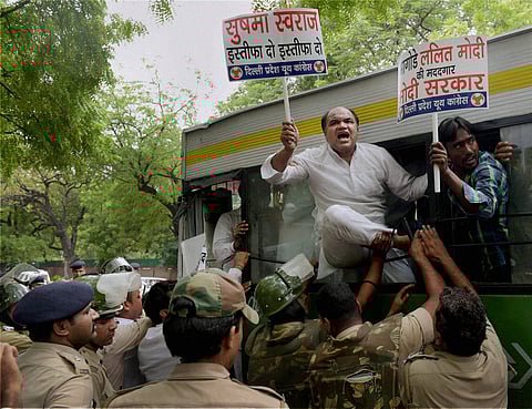 Lalit Modi Row: Youth Congress Protests Outside Sushma's Residence