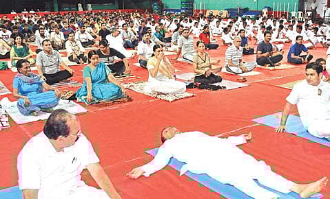 Minister Leads Yoga Session
