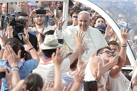 Pope Francis arrives for a meeting with the youths, in Turin, Italy. |AP