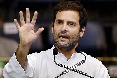 Kolkata Congress Vice President Rahul Gandhi addresses party workers meeting in Kolkata on Saturday. | PTI