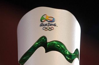 The 2016 Rio Olympic Games torch stands on display during it's presentation ceremony in Brasilia, Brazil, Friday, July 3, 2015. Brazil will host the 2016 Summer Olympics. | AP
