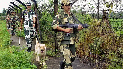 File image of Border Security Force (BSF) personnel keep vigil along the India-Bangladesh border.