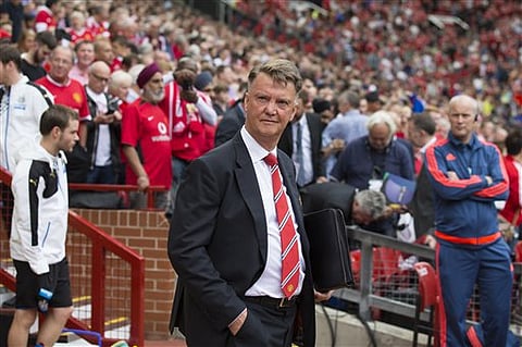 Manchester United's manager Louis van Gaal takes to the touchline before his team's English Premier League soccer match between Manchester United and Newcastle at Old Trafford Stadium, Manchester, England, Saturday, Aug. 22, 2015. | AP Photo