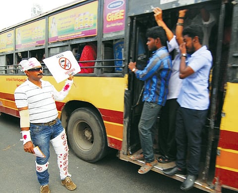 Please Don't Ride Footboard on Buses: Thozhan Members