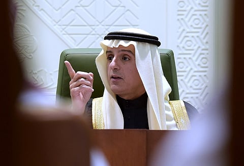 Saudi Minister of Foreign Affairs Adel al-Jubeir at Saudi Foreign Ministry press hall. | AFP