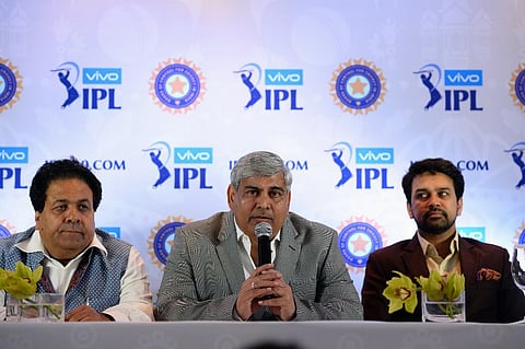 Former BCCI president Shashank Manohar and BJP MP Anurag Thakur. | AFP
