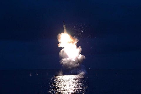 A test-fire of strategic submarine-launched ballistic missile is seen in this undated photo released by North Korea's Korean Central News Agency (KCNA) in Pyongyang August 25, 2016. | Reuters