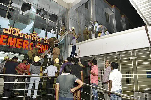 Rescue operations underway after a fire broke out in the dialysis ward of Bhubaneswar's SUM Hospital killing at least 23 patients (File|Biswanath Swain)
