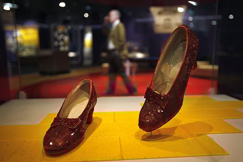 The Ruby slippers on display at the Smithsonian museum. (Photo | AP)