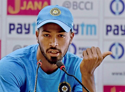 Pacer Hardik Pandya interacts with the media during a training session in Ranchi on Tuesday ahead of 4th ODI against New Zealand. | PTI