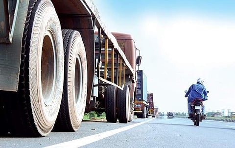 Illegally parked container trucks are posing danger to motorists at Container road.  