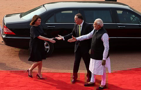 Modi with  his New Zealand counterpart  John Key and his wife Bronagh Key in New Delhi | shekhar yadav