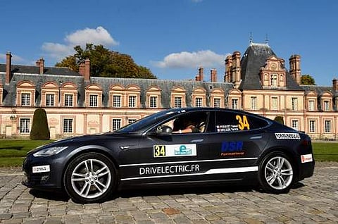 A Tesla electric car on display. (Photo | AFP)
