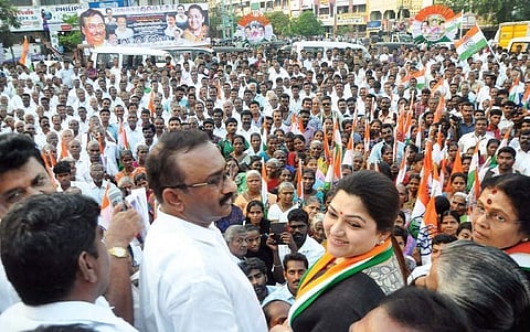 AICC spokesperson Khushbu attends a public meeting