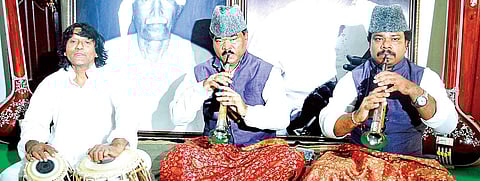 Ustad Nazim Hussain, Pandit S Ballesh and his son Krishna Ballesh