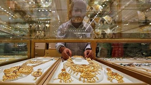 A display case inside a jewellery showroom in Kolkata. (File photo | Reuters)