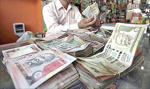 Dirhams given by an NRI to a hawala agent. The former gets `1.5 lakh in India, albeit in scrapped Rs 500 and Rs 1,000 notes