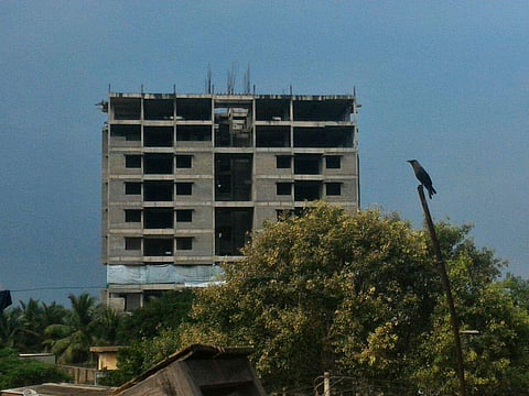 The 11-storey twin of the ill-fated under-construction residential tower in Moulivakkam that crashed and killed 61 workers over two years ago is all set to be demolished | (Jawahar/EPS)