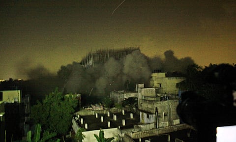 11-storey building at Moulivakkam was demolished at 6.51 pm. (EPS)