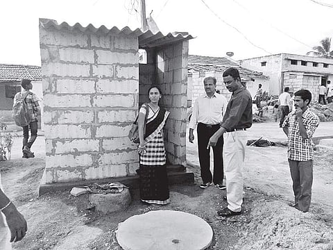 A newly-constructed toilet at Sallonipally in Mahbubnagar district on Sunday | Express photo