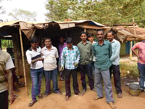 Locals of Bhurruchati village near Salboni Mint at a teashop in their village | Aishik Chanda