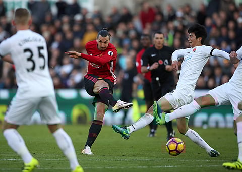 Manchester United's Zlatan Ibrahimovic during a match against  Swansea City. | AP