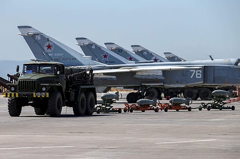 Russian military jets are seen at Hmeymim air base in Syria, June 18, 2016. | Reuters