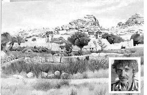 A painting of Hampi’s boulder cliffs by Robert Geesink (inset)