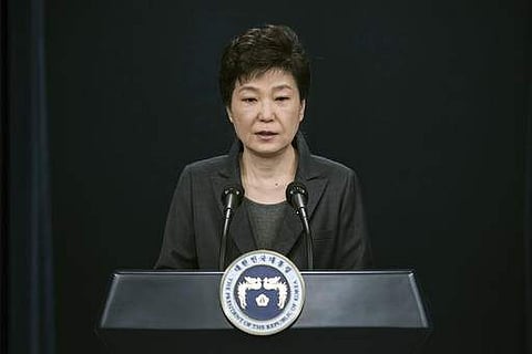 South Korean President Park Geun-hye speaks during an address to the nation, at the presidential Blue House in Seoul. (File Photo | AP)
