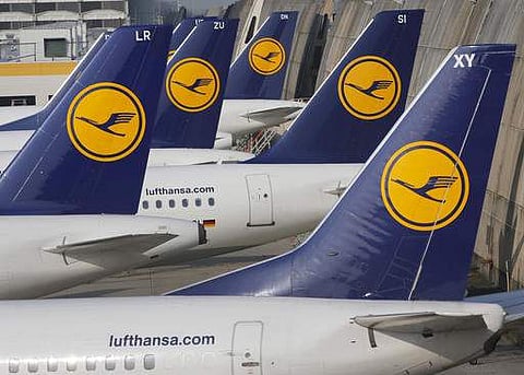 Lufthansa aircraft in Frankfurt, Germany 