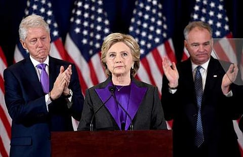 Clinton called her Republican rival to concede but did not plan to speak publicly until Wednesday morning. (Photo | AFP)