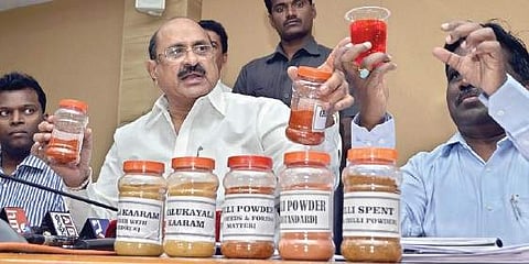 Health Minister Kamineni Srinivas and Health & Family Welfare Commissioner I Samuel Anand Kumar at a press conference in Vijayawada on Friday  | Express