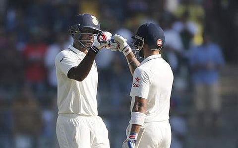 Jayant Yadav speaking to Virat Kolhi during the fourth test.(Photo |AP)