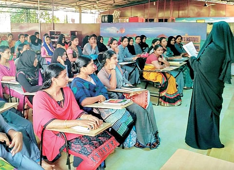 Rasiya Mohammedkutty teaching Sanskrit at Mother’s Institute at Edappal, Malappuram | Express