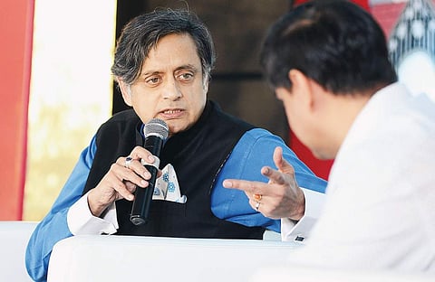 Author and MP Shashi Tharoor has a one-on-one with author and economist Sanjeev Sanyal at the Bangalore Literature Festival on Saturday | Pushkar V