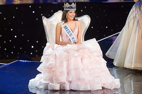 Miss Puerto Rico Stephanie Del Valle reacts after being crowned Miss World during the Miss World 2016 pageant at the MGM National Harbor. (Photo | AFP)
