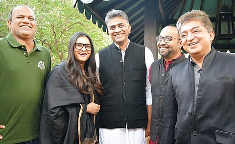 Prasanna Viswanathan, Ramya, Aakar Patel, Mihir Sharma and Harish Bijoor at the Bangalore Literature Festival on Sunday | JITHENDRA M